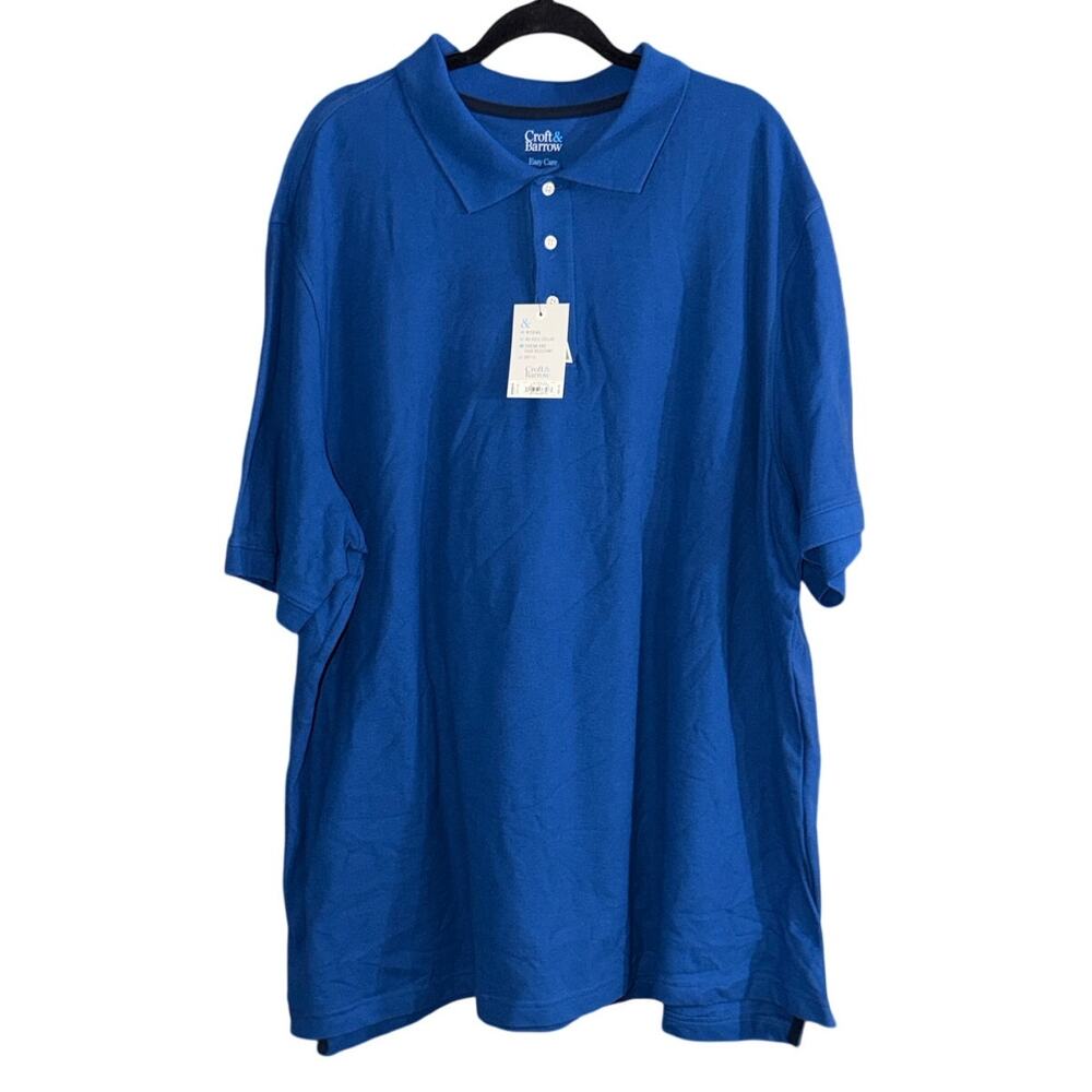Croft & Barrow Big Men's Waterfall Lagoon Blue Easy Care Polo Shirt Size 4XB New